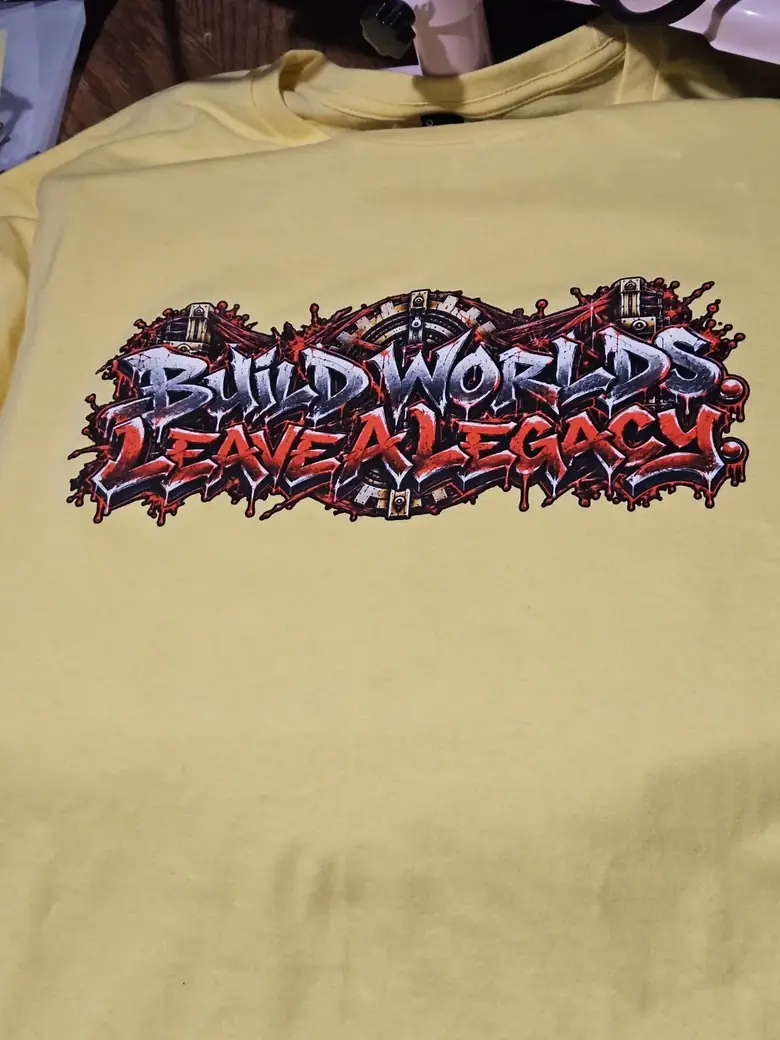 Real heat-pressed CLS shirt: Yellow · Build Worlds