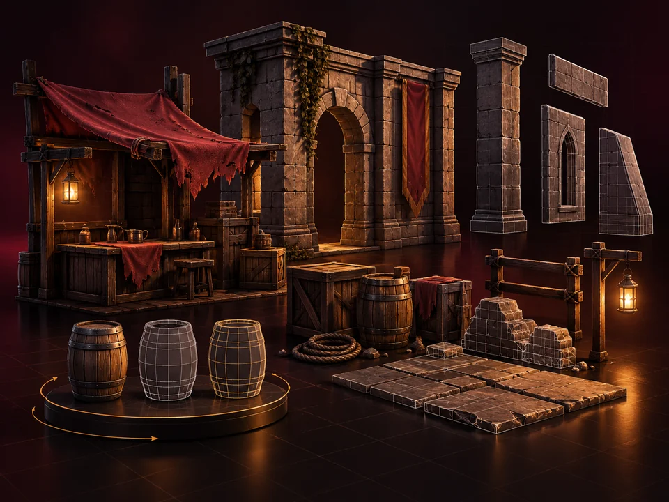 Illustration of 3D modeling and asset development